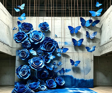 Large Handmade Paper Flower Butterfly Background for Commercial Window Display