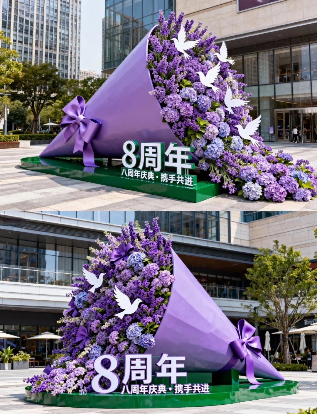 Outdoor Giant Purple Bouquet Aesthetic Installation
