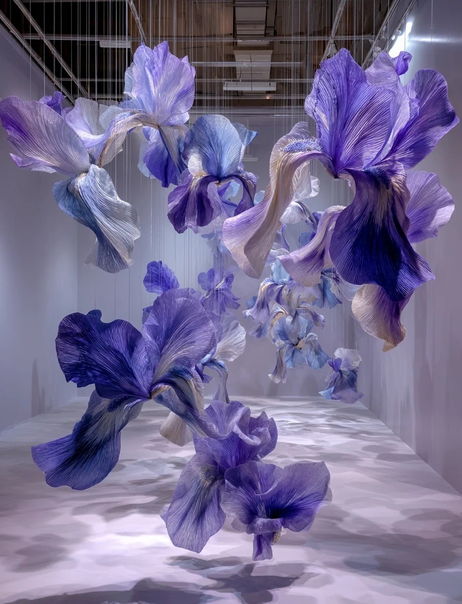 Giant Hanging Iris Installation