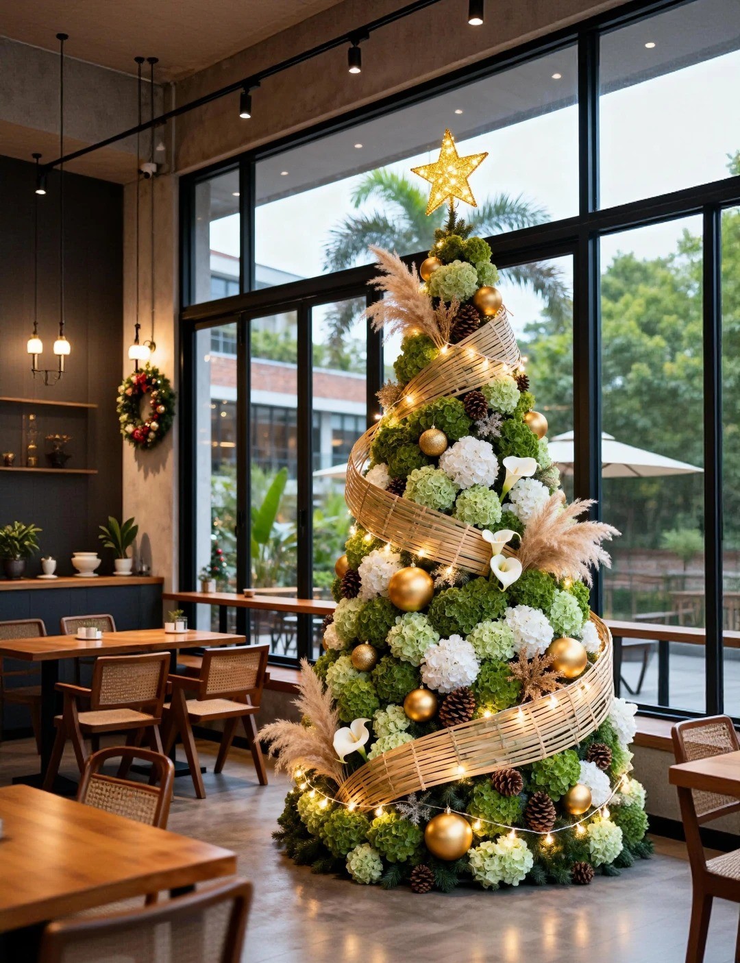 Morandi Floral Christmas Tree Commercial Display Installation