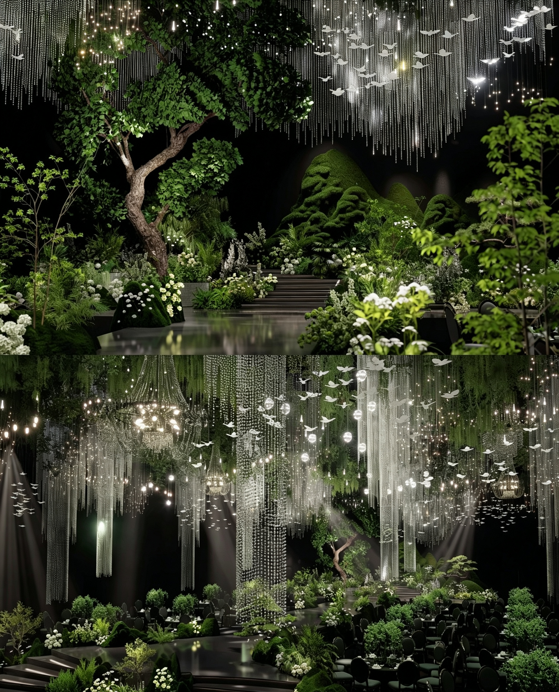 Forest-style Secret Realm Forest Banquet Hall | Full Set of Artificial Greenery Wedding Chapel Decor