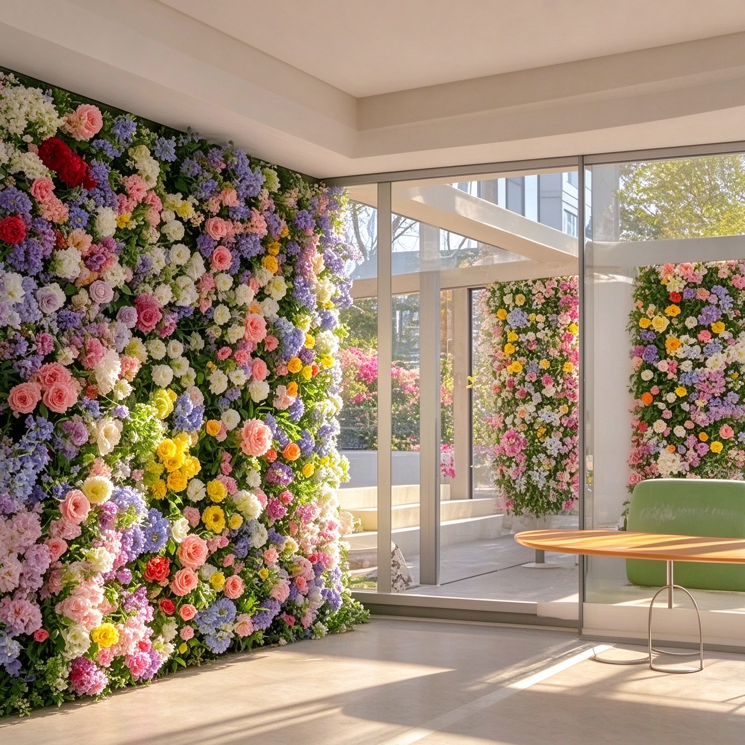 Factory Customized Wall Artificial Silk Flower Wall with Realistic Touch